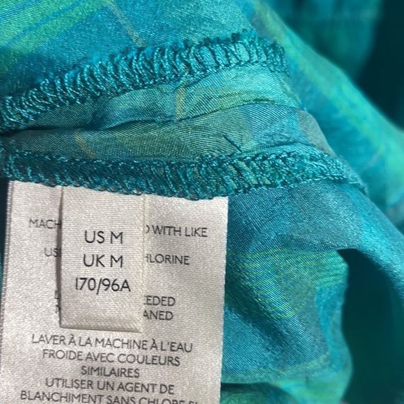 FREE PEOPLE TATTERSALL GREEN SEA BLUE SILK MAXI DRESS NWT NEW MEDIUM - Picture 11 of 14